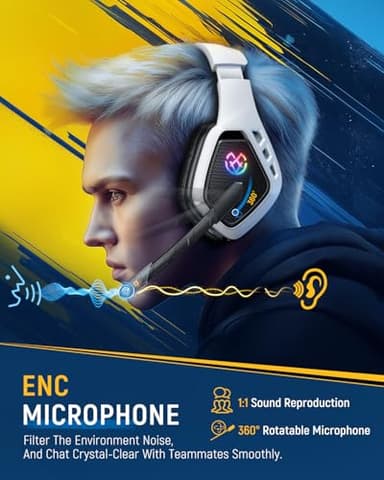 Wireless Gaming Headset for PC, Ps5, Ps4, 2.4 Ghz USB & Type-C Gaming Headphones with Microphone, 30H Battery Bluetooth Headphones for Switch, Laptop, Mobile, Mac - Image 4