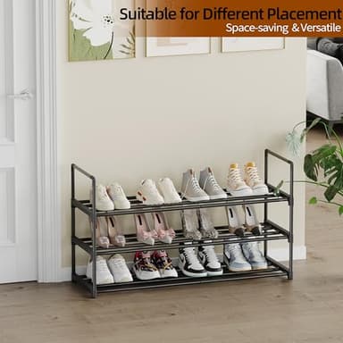 Shoe Rack, 3-Tier Shoe Organizer, Sturdy Shoe Storage Shelf, Perfect for Front Door Entrance, Closet & Entryway, Easy to Assemble, DIY Layering Options (S - 3 Tier) - Image 5