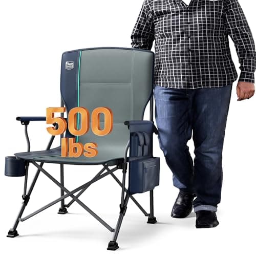 TIMBER RIDGE Oversized Folding Camping Chair High Back Heavy Duty for Adults Support up to 500lbs with Cup Holder, Side Pocket Cooler Bag - Image 1
