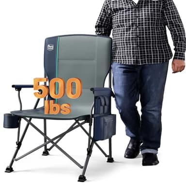 TIMBER RIDGE Oversized Folding Camping Chair High Back Heavy Duty for Adults Support up to 500lbs with Cup Holder, Side Pocket Cooler Bag - Image 1