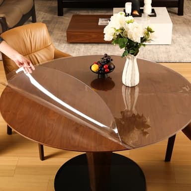 ETECHMART Clear Round Table Cover Protector 48'', 2.0mm Thick Vinyl Waterproof Transparent Table Protector, Non-Slip Heat Resistant Clear Plastic Table Cover Protector for Coffee Table Hard Floor - Image 7