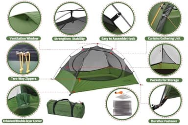 Clostnature Polaris Lightweight Backpacking Tent - 3 Person Ultralight Waterproof Camping Tent, 3 Season Large Size Easy Setup Tent for Family, Outdoor, Hiking and Mountaineering - Image 7