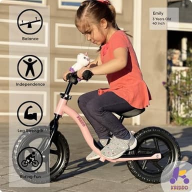 KRIDDO Toddler Balance Bike 2 Year Old, Age 24 Months to 5 Years Old, Early Learning Interactive Push Bicycle with Steady Balancing, Gift Bike for 2-5 Boys Girls, Pink - Image 2
