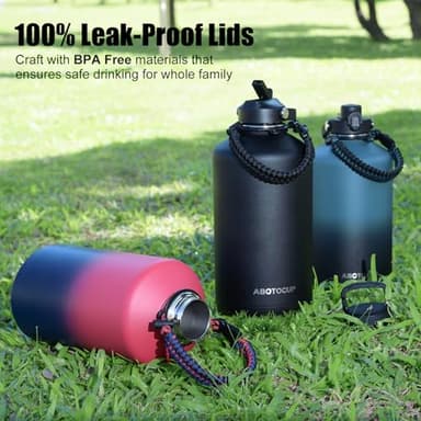ABOTOCUP Gallon Water Bottle Insulated Keep Cold24H & Hot12H, Large 1 Water Bottle Gallon with Straw Lids&Paracord Handle, 128oz Water Bottle Double Wall Leak-proof BPA Free with Powder Coated - Image 2