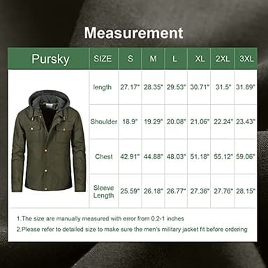 Pursky Men's Cotton Lightweight Jackets Spring Autumn Jacket For Men Slim Bomber Windbreaker Jackets Coat Army Green XS - Image 7