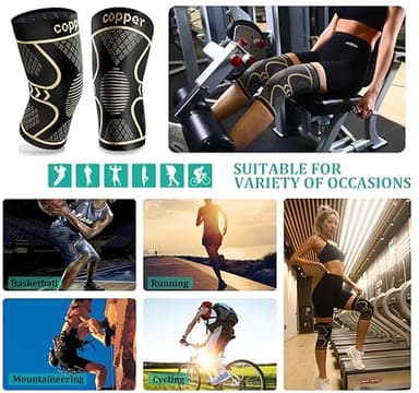 Copper Knee Braces for Women and Men 2 Pack, Knee Compression Sleeve for Knee Pain, Arthritis,ACL, Meniscus Tear, Joint Pain Relief, Knee Support for Running, Working Out, Fitness, Weightlifting-L - Image 5