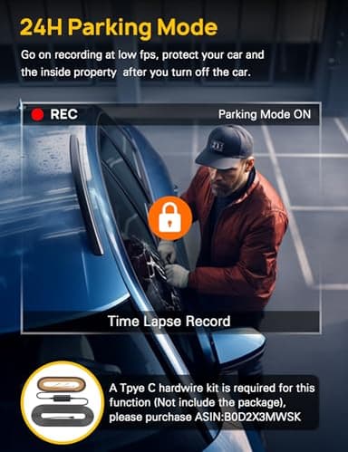 Anyski 3 Channel 4K Dash Cam Front and Rear Inside, Built-in 5G WiFi, 4K+1080P+1080P Dash Camera for Cars with 64GB Card, Dashcam with Loop Recording, G-Sensor, 24H Parking Monitor, Silver - Image 6