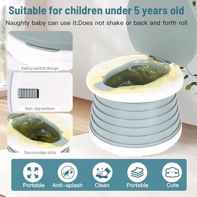 SunnySmile portable, foldable potty seat for toddler, Training Toilet Seat Emergency Toilet for Car, Camping, Outdoor, indoor (grey, small) - Image 6