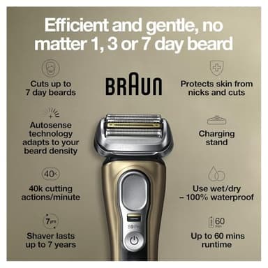 Braun Series 9 Pro 9419s Electric Shaver for Men, Wet & Dry Shave, Shaving Kit with 4+1 Head with ProLift Trimmer - Image 3