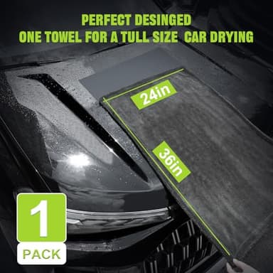 2 Pack 1300 GSM Car Drying Towel, Microfiber Towels for Cars - 36" x 24" & 16" x 16", Ultra-Absorbent, Streak Free, Premium Double Twisted-Loop Microfiber Cleaning Cloth with Car Wash Mitt - Image 3