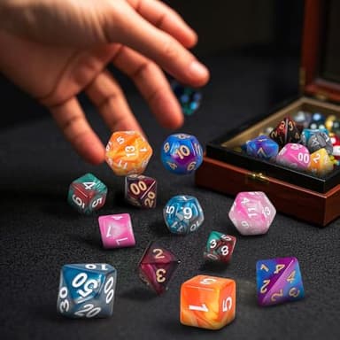 QMay DND Dice Sets - 6 X 7 Polyhedral Dice (42pcs) with 6 Drawstring Bags for Dungeons and Dragons, RPG, MTG,Role Playing Table Game - Image 7