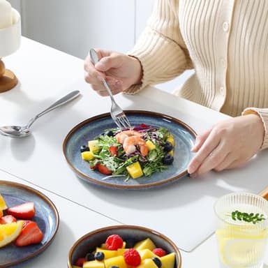 vancasso PLAYA Plates and Bowls Sets, 12 Pieces Grey-Blue Dinnerware Sets for Kitchen, Reactive Glaze Dishes Set for 4, Dishwasher and Microwave Safe - Image 5