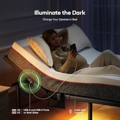 Marsail MS01 Twin XL Adjustable Bed Frame + 10-inch Gel Memory Foam Mattress, Adjustable Bed Base with Under-Bed Nightlight, Wireless Remote Control Adjustable Bed with 4 Height Options, Twin XL - Image 2