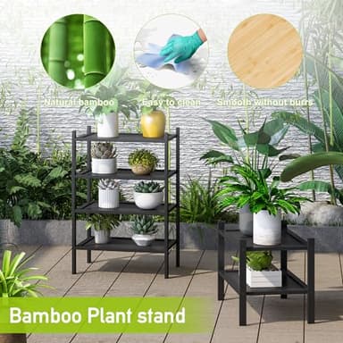 BMOSU 2-Tier Bamboo Small Shoe Rack Premium Stackable Shoe Shelf Storage Organizer for Hallway Closet Living Room Entryway Organizer(Black) - Image 6