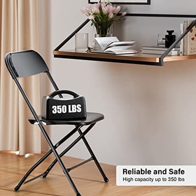 Bonnlo Folding Chairs Set of 10, Black Plastic Chair Sturdy Seat with Metal Frame, Perfect for Party, Event, Wedding, Birthday, Office, Outside Entertaining - Image 4