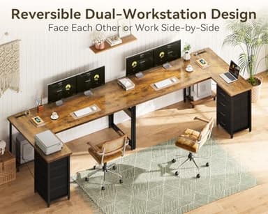 ODK 61'' L Shaped Desk with 4 Drawers, Reversible Corner Desk with Storage, Gaming Table with Power Outlets, USB Ports, PC Case Shelf, Computer Desk for Home Office, Study, Easy Assembly, Vintage - Image 4