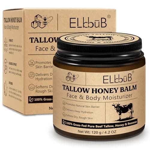 ELBBUB Whipped Tallow Cream for Face & Body - 100% Grass-Fed Beef Tallow, Natural Honey & Beeswax Moisturizer, Deep Hydration & Nourishment, Oil-Free & Unscented, Fast Absorbing - Image 1