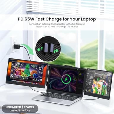 Fagomfer 12'' Triple Screen Extender - Ultra Slim 1080P FHD IPS Portable Monitor With Stand for Laptop, Compatible With Mac Windows Linux Switch PS4/5 - Image 5