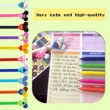 APQA 10pcs Mouse Head Character Ears Pens Set, Retr ctable Ballpoint Pen, Multi Color Jumbo Autograph Princess Pencil Signature Office Desk Stationary Accessories, Gift for Teacher Student - Image 6