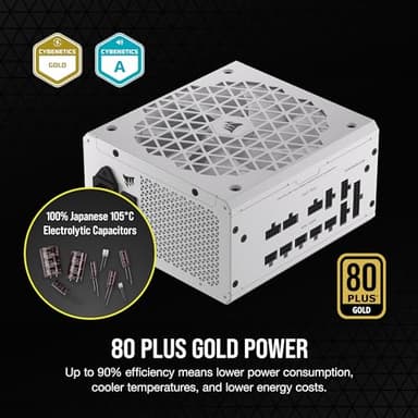 CORSAIR RM850x Shift Fully Modular ATX Power Supply - 80 Plus Gold - ATX 3.1 - PCIe 5.1 - Zero RPM - Modular Side Interface - White (Renewed) - Image 5