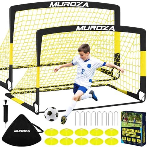 Soccer Goal, Kids Soccer Goals for Backyard Set, 2 Pack of 4x3 ft Portable Pop Up Soccer Net with Soccer Ball, Cones, Complete Training Equipment for Youth, Toddler Outdoor Sports Games - Image 1