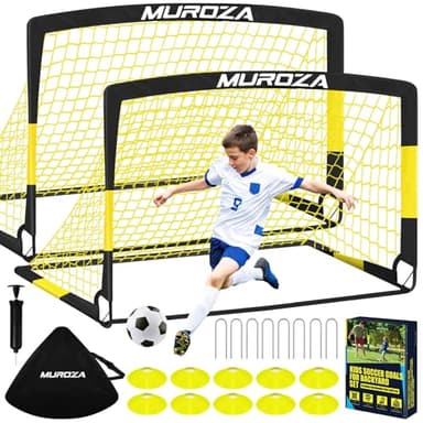Soccer Goal, Kids Soccer Goals for Backyard Set, 2 Pack of 4x3 ft Portable Pop Up Soccer Net with Soccer Ball, Cones, Complete Training Equipment for Youth, Toddler Outdoor Sports Games - Image 1