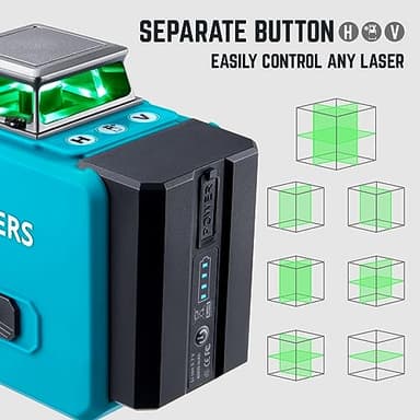 KEZERS Laser Level 360 Self Leveling,12 Lines 3 x 360 Green Laser Level Line Tool for Construction/Picture Hanging with Remote Controller,Rechargeable Battery,Magnetic Stand,Portable Bag - Image 4