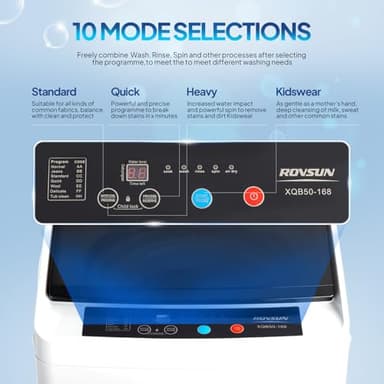 Bonnlo 17.8lbs Fully Automatic Washer, 2 in 1 Portable Washing Machine, Top Load Washer and Spin Dryer Combo with Drain Pump, 8 Washing Programs & 5 Water Level for Home, Apartment - Image 4