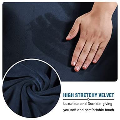 H.VERSAILTEX Modern Velvet Plush 4 Piece High Stretch Sofa Slipcover Sofa Cover Furniture Protector Form Fit Luxury Thick Velvet Sofa Cover for 3 Cushion Couch Width Up to 90 Inch (Sofa,Navy) - Image 5