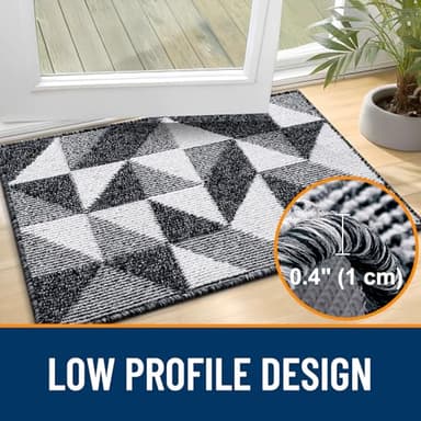 OLANLY Door Mat Indoor Entrance Washable 32x20, Odor-Free Low-Profile Front Back Geometric Doormat, Absorbent Resist Dirt Entry Carpet, Easy to Clean Sturdy Inside Floor Mats for Entryway, Black - Image 4