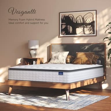 Vesgantti Twin Mattress, 12 Inch Hybrid Twin Size Mattress in a Box, Single Bed Pillow Top Mattresses, Foam and Pocket Coils Innerspring Mattresses, Pressure Relief, Medium Firm Feel - Image 3