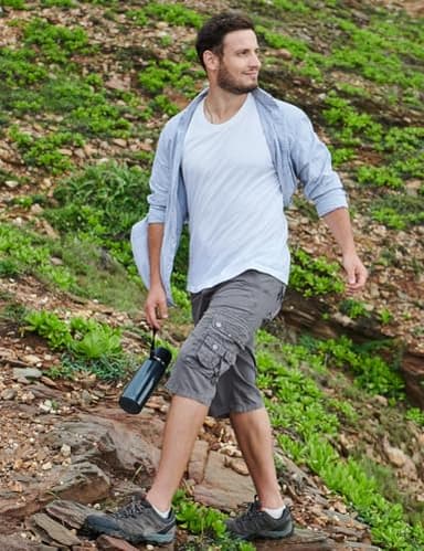 BEST SOUTH Men's Capri Long Twill Cargo Shorts Below Knee 13 Inches Cotton Relaxed Fit Casual Multi-Pocket Grey 40 - Image 6