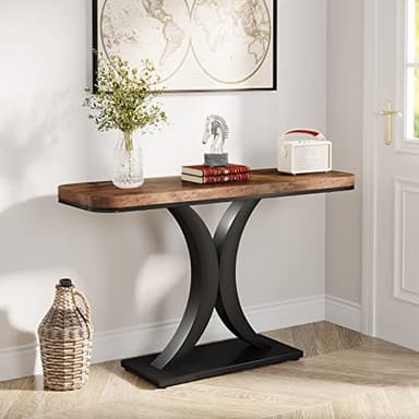 LITTLE TREE Industrial Entryway Console Table, Compact Foyer Hallway Accent Table for Small Space - Image 2