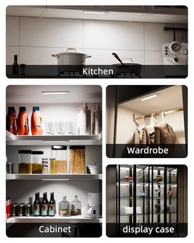 EZVALO Under Cabinet Lights, LED Closet Lights Wireless USB Charging, Motion Sensor Lighting Indoor 5700K Dimmable with Remote Control (White) 5 Pack - Image 6