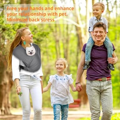 CUBY Swaddle Dog Sling Carrier for Small Dogs, Front Pet Sling Carrier Chest,Hands Free Adjustable Cat Sling Carrier Soft Cotton Reducing Pain Puppy Sling Carrier for Small Pet Up to 10lb (Dark Gray) - Image 2