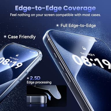 Fonowlo 3 Pack Screen Protector for iPhone 16 Plus[6.7 Inch],iPhone 15 Plus Screen Protector with Auto-Alignment Kit, Auto Dust,9H+ HD Clear Tempered Glass Film,Case Friendly - Image 7