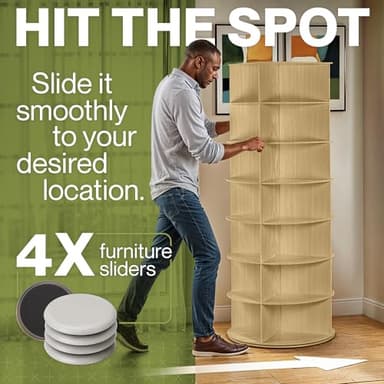 LOFT + IVY 7 Tier Rotating Shoe Rack Tower – 360° Spinning Storage Organizer, Modern Round Shoe Carousel for Closet, Entryway, Bedroom – Space Saving Rotating Lazy Susan Storage Tower - Image 4