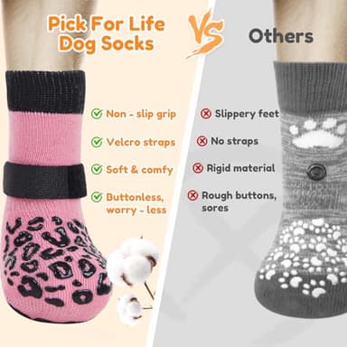PICK FOR LIFE Non Slip Dog Socks with Grippers Prevent from Licking Paws, Anti-Slip Dogs Grip Socks for Senior Dogs on Hardwood Floor(Pink, 2Pairs, M) - Image 4