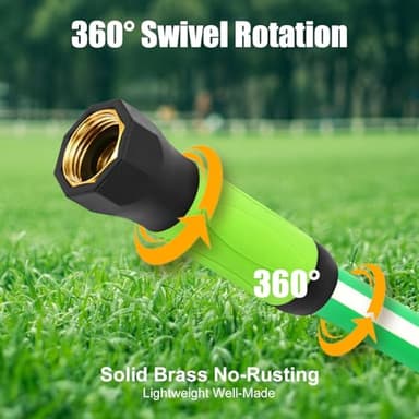SANFU Upgraded Hybrid Lead-In Garden Hose 5/8-Inch X 6 FT, Burst 800PSI, Water Hose, Flexible, With Grip Handle, 3/4" GHT Solid Brass Fittings, Green + White - Image 2