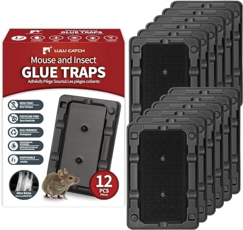 LULUCATCH Mouse & Insect Traps 12 Pack, Heavier Sticky Traps with Non-Toxic Glue for Small Mice & Insects. Sticky Mouse Traps Indoor, Easy to Set, Safe to Children & Pets - Image 1