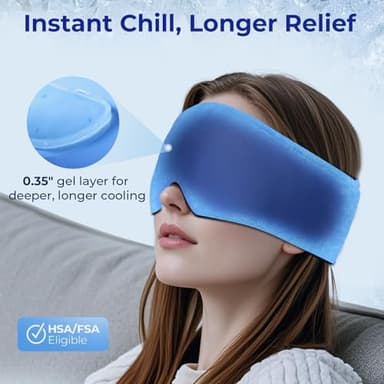 Cooling Gel Eye Mask Sleep: FSA -HSA Eligible, Cold Compress for Puffy Eyes & Migraine Relief - Reusable Gel Sleeping Mask for Dark Circles & After Surgery, Flexible Ice Pack for Eyes, Face(Blue) - Image 3