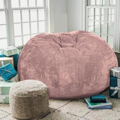 Classic Bean Bag Chair, with Faux Rabbit Fur Cover for Teens and Kids, Memory Foam Bean Bag Chairs, Ultra Soft Faux Fur Fabric, 2.5 feet Round Fluffy Bean Bag Sofa - Image 6