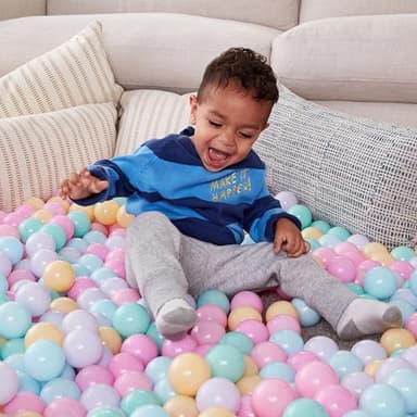 Amazon Basics BPA Free Crush Proof Plastic Ball, Pit Balls with Storage Bag, Toddlers Kids 12+ Months, 1000 Count, 1000 Balls, 6 Pastel Colors - Image 6