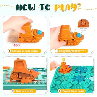 STEM Logic Road Builder Toys: Board Games Toys for 5 Year Old Kids Montessori Brain Teaser Puzzles Educational Learning Activities Toy for Kid Ages 3 4 6-8 12 Boys Girls Gifts (Blue, 50PCS) - Image 5