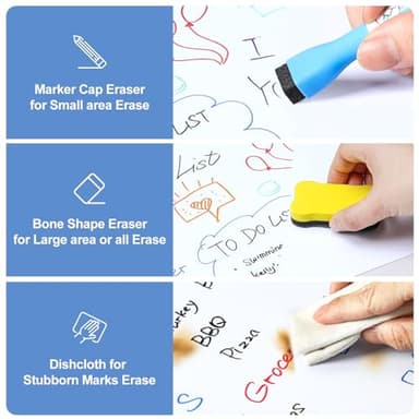 4 PACK Magnetic Dry Erase Board Sheet for Fridge, 12"x8" Erasable Refrigerator WhiteBoard w/ 6 Markers & 1 Eraser- Smooth and Flexible Small Magnet Blank Notepad for Home Kitchen Organizer and Planner - Image 4