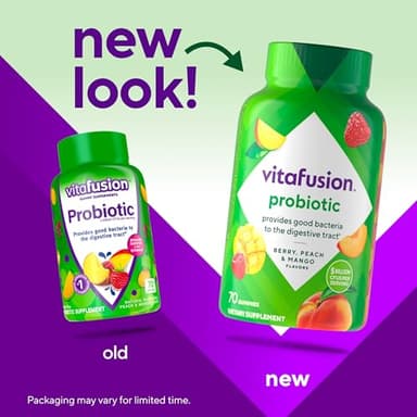 vitafusion Probiotic Gummy Supplements, Raspberry, Peach and Mango Flavors, Probiotic Nutritional Supplements With 5 Billion CFUs, 35 Day Supply, 70 Count - Image 2