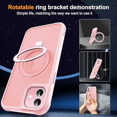 SKYLMW Compatible with iPhone 11 Case with Invisible Magnetic O-Ring Stand [Compatible with MagSafe][Great Grip Feeling], Pink - Image 2