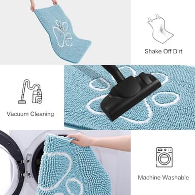 Smiry Dog Door Mat for Muddy Paws, Absorbent Dirt Trapper Non Slip Quick Dry Washable Chenille Mat for Mud Dogs, Entry Rug for Indoor and Outdoor (40x32 Inches, Sky Blue) - Image 6
