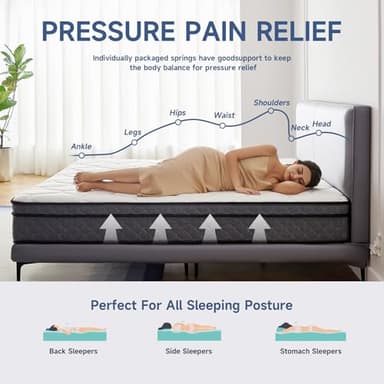 Uapev Full Mattresses,10 Inch Full Size Mattress in A Box, Memory Foam Hybrid Mattress with Individual Pocket Spring for Motion Isolation & Strong Edge Support, Stress & Pressure Relief, CertiPUR-US - Image 4