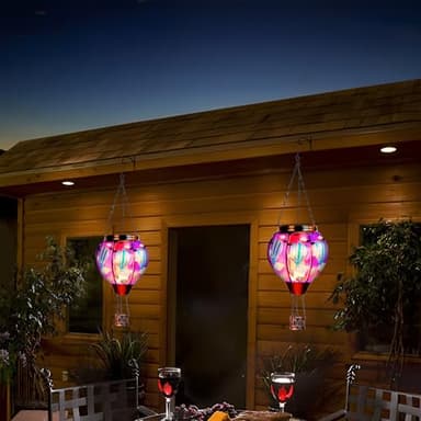Solar Lantern Outdoor Waterproof, Hanging Lantern for Backyard Porch Patio Lawn Pathway Decor, Yard Decorations, Hot Air Balloon Garden Gifts - Image 2
